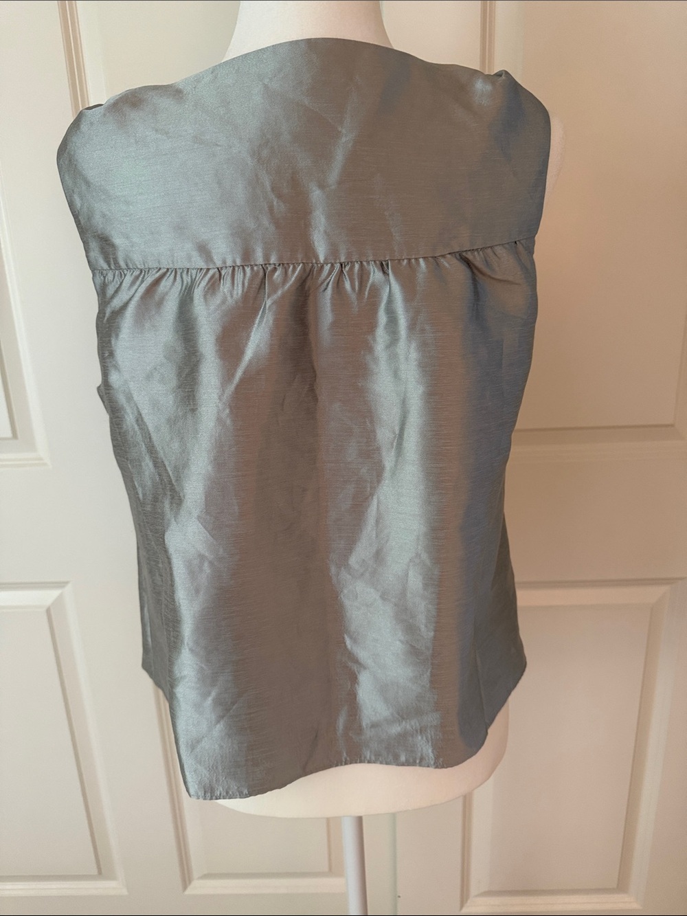 Satin Ruffle-Panel Tank Top - Grey - Picture 3 of 5